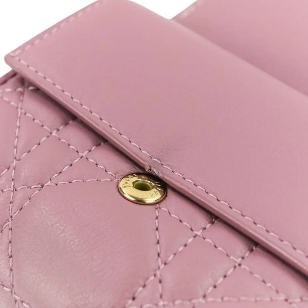 Christian Dior Lady Dior Canaje Lotus Wallet Trifold Wallet Lavender